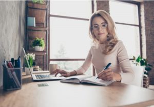Accountant working with her laptop
