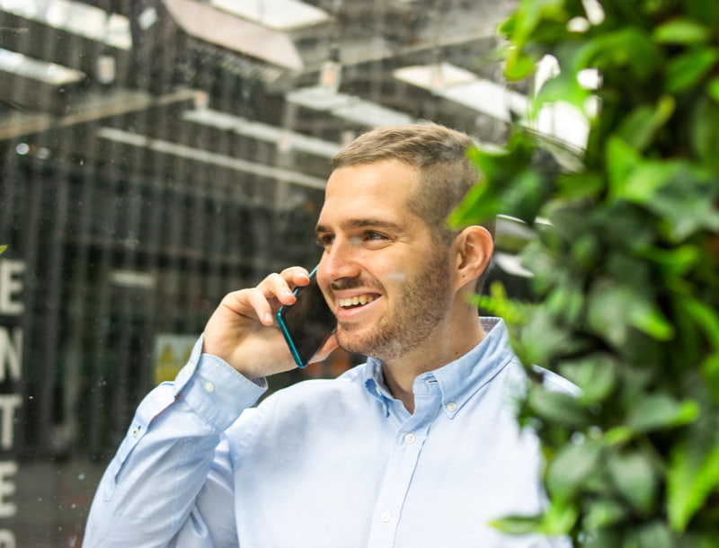 Business talking on the phone