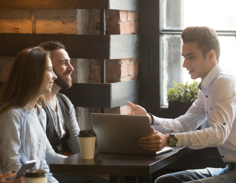 Insurance broker or salesman making offer